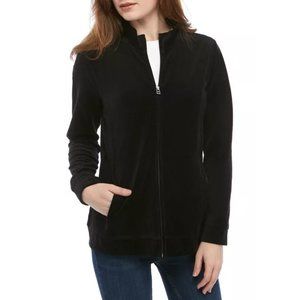 NWT Womens Plus Size 2X or 3X Kim Rogers Black Athleisure Full Zip Velour Jacket